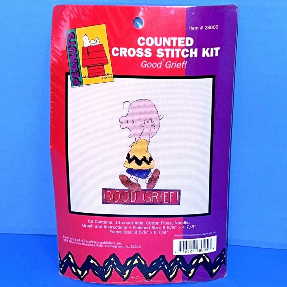 Peanuts Charlie Brown Good Grief! Counted Cross Stitch Kit #28005 New In Package